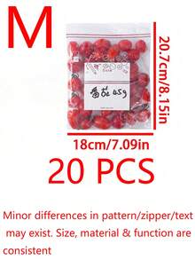 20/65/130 Unidades Sacos Zip Lock Transparentes, Sacos de Armazenamento de Alimentos Reselháveis, Sacos de Vedação Reutilizáveis para Cozinha para Biscoitos, Doces, Lanches, Frutas Secas, Grãos, Especiarias, Recipientes de Alimentos à Prova de Vazamento, Acessórios de Cozinha, Cor do Zíper e Padrão Aleatória, Suprimentos de Volta às Aulas - Multicolorido - Visão 14