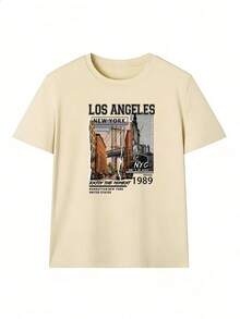Vintage American Style Short Sleeve T-Shirt, Fashionable Short Sleeve T-Shirt For Spring And Summer 2026, Made In Mexico, 180 Grams. Cartoon Print, Couple Design, Suitable For Indoor Or Outdoor Wear. Crew Neck, Unisex, Ideal For Office And Leisure. One-Piece Pack. - APR-P631577SLNDXZGY598 - 查看 2