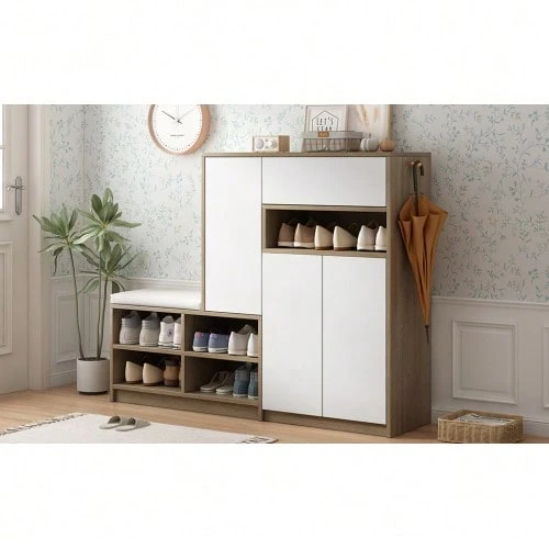 Storage Cabinets - White + Particle Board - View 1