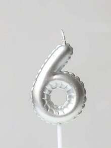 1pc Silver Floral Decorative Balloon Shaped Birthday Candle, Hand-Painted Birthday Number 0-9 Birthday Candle, Happy Birthday Cake Decoration, Birthday Party Decoration, Suitable For Birthday, Anniversary, Gender Reveal Party, Bachelorette Party, Graduation Ceremony - Silver - View 12