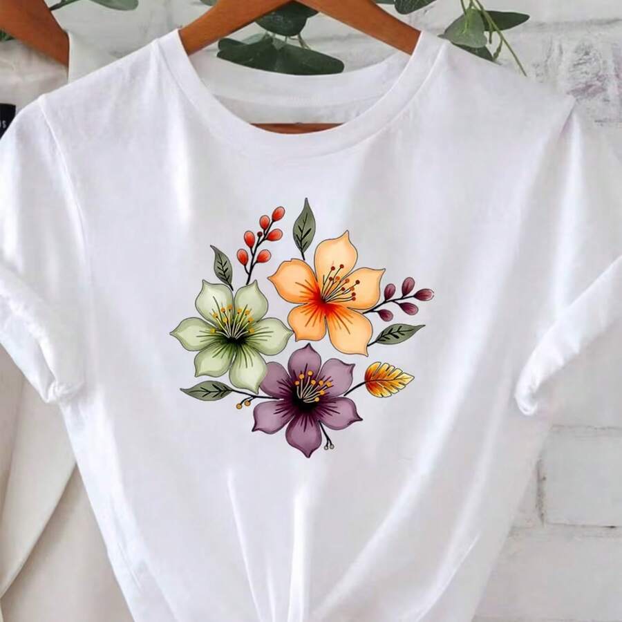 Printed T-Shirt For Men And Women - White - View 1