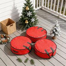 1pc Foldable Christmas Wreath Storage Bag, Portable Waterproof Round Organizer Bag With Handle - Multicolor - View 7