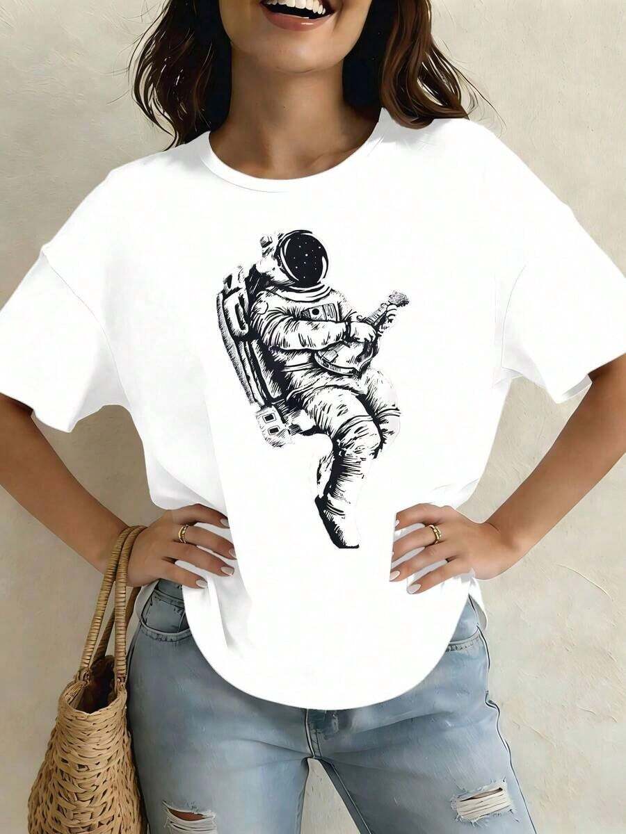 Camiseta Ligera de Mujer con Estampado Tropical de Búho y Piña, Estilo Hawaiano, Cuello Redondo, Manga Corta, para Verano, Ropa de Vacaciones de Verano, Adecuada para Festivales y Uso Diario, Adecuada como Regalo. playera de mujer. blusas>elegantes. boho chic,Top de mujer suave, transpirable y cómodo, ideal para primavera, verano y otoño, perfecto para vacaciones, viajes y uso diario. - Blanco - Ver 1