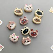 2/5/10pcs Cute Cat Head Refrigerator Stickers, Resin Cartoon Refrigerator Magnets, Creative Gifts, Suitable For Storage Cabinets, Can Be Decorated In Kitchens, Office Whiteboards, Home Decor, Room Decoration - Multicolor - View 3
