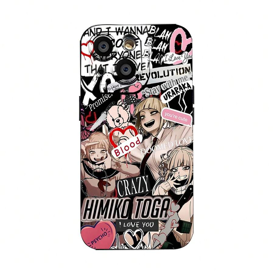 Pink And Black Himiko Toga Yandere Love Phone Case. Compatible With Apple, , , And Honor Phones. Made Of TPU Silicone, They Offer Protection Against Bumps And Drops. Great Gift For Mom. - 黑色 - 查看 1
