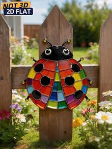 1pc 2D Acrylic Ladybug Wall Hanging Decor, Crafts For Home, Hostel, Outdoor Wall, Delicate Design, Suitable For Garden, Living Room And Indoor/Outdoor Sculpture, Insect Theme Decoration - Colorful - View 3