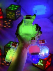 Pixel LED 鑰匙圈小夜燈 RGB 立方燈 互動式 LED 桌燈，適用於臥室、客廳、遊戲室、居家裝飾、家庭劇院、直播、氛圍照明、露營、婚禮裝飾與浪漫聖誕燈飾 - 彩色 - 查看 2