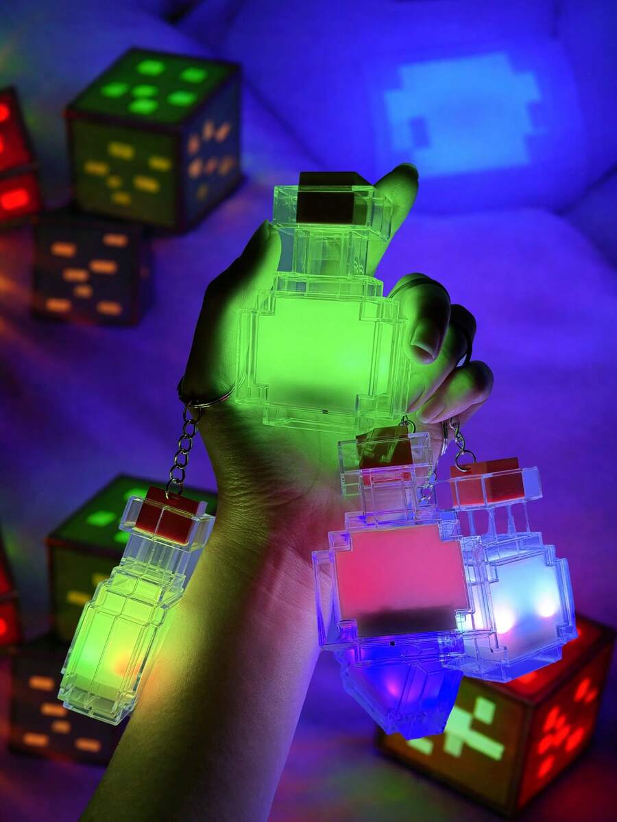 Pixel LED 鑰匙圈小夜燈 RGB 立方燈 互動式 LED 桌燈，適用於臥室、客廳、遊戲室、居家裝飾、家庭劇院、直播、氛圍照明、露營、婚禮裝飾與浪漫聖誕燈飾