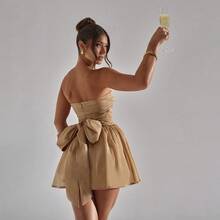 Strapless Bardot Neckline Backless Dress (Favorite) - Khaki - View 7