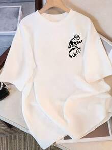 Women's Cotton T-Shirts With Round Neck, Casual Short Sleeve, Unique Design Print, New Summer Collection, Loose Fit, Slimming Top For Students, Simple T-Shirt For Everyday Wear. - 白色 - 查看 1