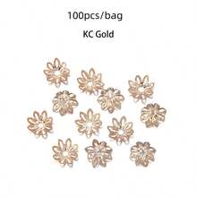 100pcs/Pack Iron Plated Octagonal Flower Bead Caps, Elegant Flower Caps For Necklace, Earrings, Pendant DIY Jewelry Making - Octagonal Flower Receptacle - View 14