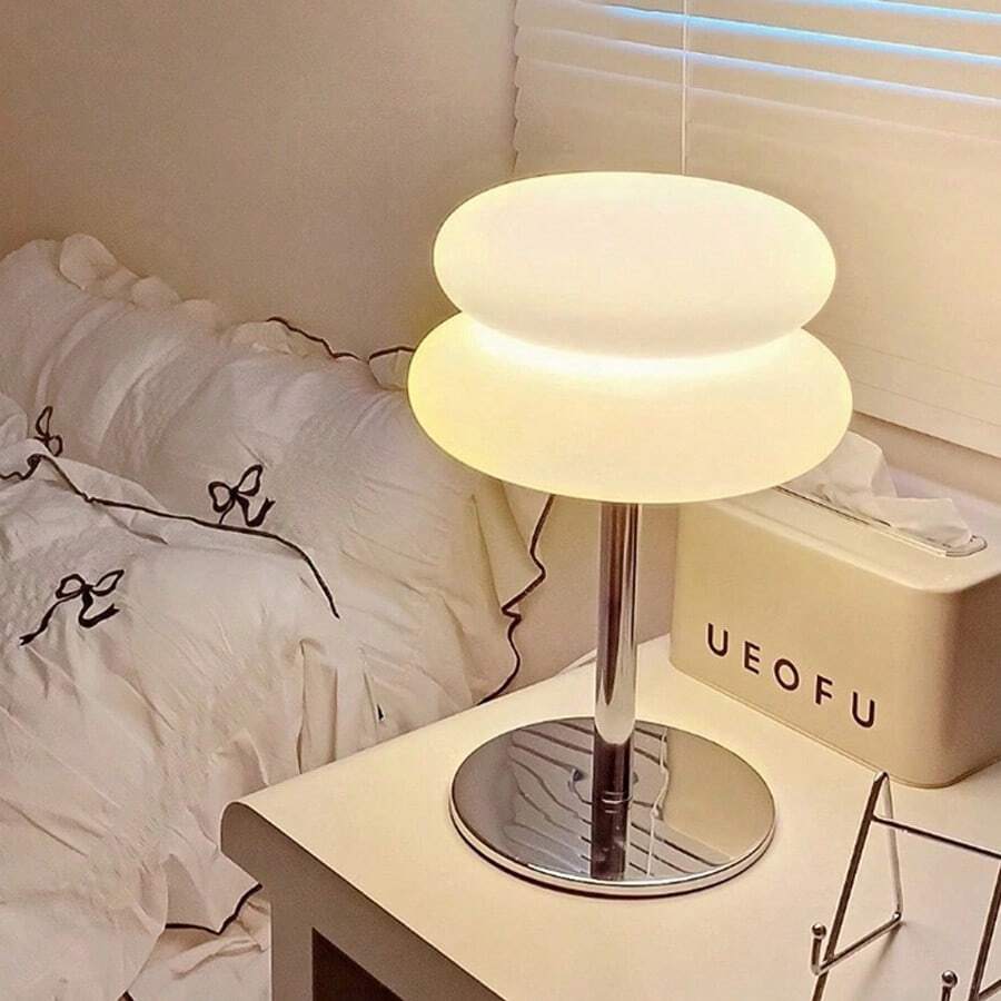 1PC Creative Double-Layer Bread LED Table Lamp, Candle Dinner Decor Night Light, USB Light, Button 3-Color Dimmable, 3D Hamburger Shape, Minimalist Design - Hamburger-shaped Table Lamp - View 1