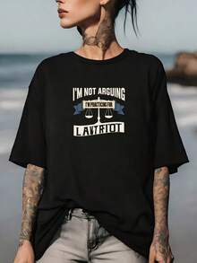 No estoy discutiendo, los abogados critican a los expertos. Camiseta ultra suave de 180G con diseño moderno, corte holgado casual para mujer, perfecta para reuniones familiares, regalos de cumpleaños, estilo de verano. - Negro - Ver 7