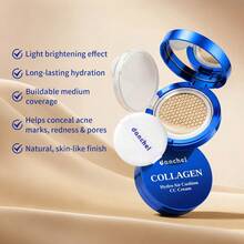 danche Collagen CC Cushion Foundation, Hydrating High Coverage Base Makeup, Naturally Evens Skin Tone Covers Redness Pores Acne Marks, Lightweight Fit Daily Makeup, Portable Design With Replacement Refill, 2 Shades Ivory Natural For Different Skin Tones - Multicolor - View 6