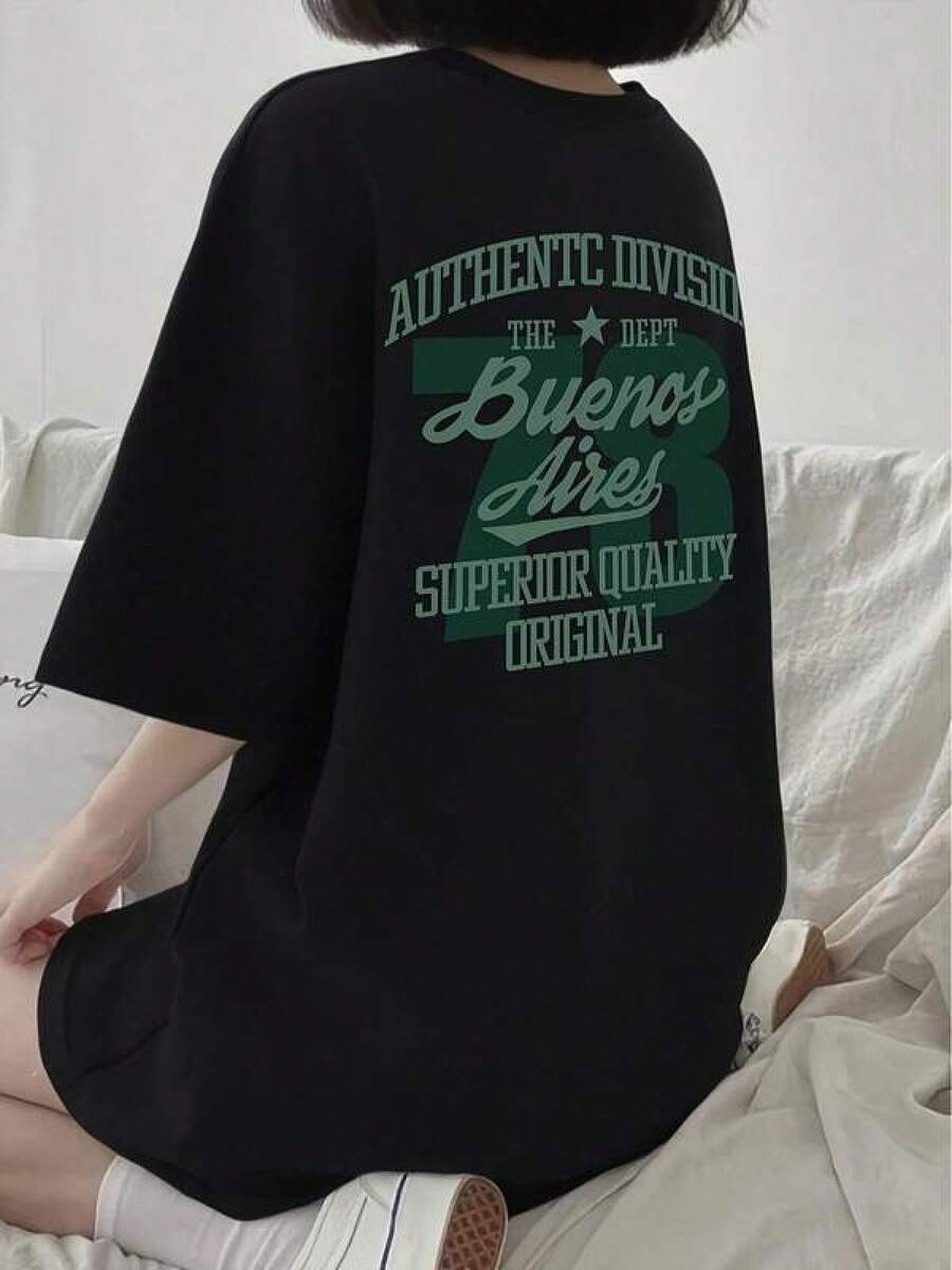New 2026 Women's T-Shirts, Couple T-Shirts Buy It Now: Urban Fashion, Black T-Shirt, Casual Style, Original Clothing, Authentic Design, Oversized T-Shirt, , For Everyday Wear, Available In Various Sizes, Perfect For Young People, Clothing Category, Best Quality. - 黑色 - 查看 1