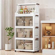 No-Assembly Storage Cabinet Multi-Layer Organizer Home Baby Kids Folding Wardrobe Plastic Portable Container Bedroom Kitchen Closet Shelves Stackable Design - Transparent - View 10