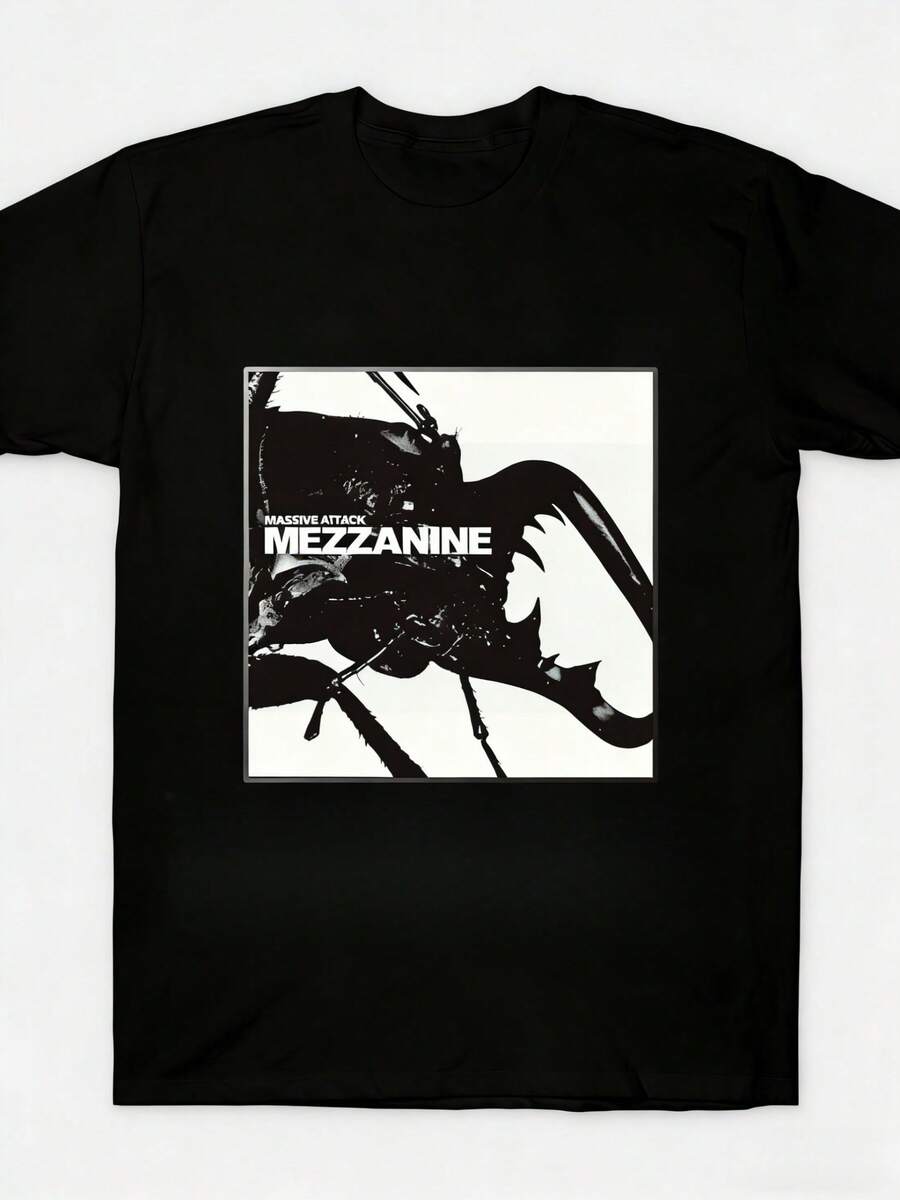High-Quality Casual Fashion T-Shirts For Men And Women, 2026 Model, Featuring The Massive Attack Album "Mezzanine" As The Theme, A Must-Have For Music Lovers. Loose, Comfortable, Breathable And Soft, Suitable For Everyday Men's Wear, The Best Gift For Men And Women. - 黑色 - 查看 1