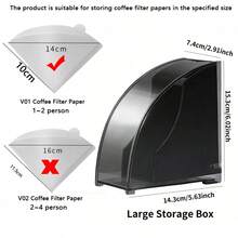 1pc Coffee Filter Paper Holder With Lid, Filter Paper Storage Box, Dust-Proof And Moisture-Proof, Coffee Station Organizer Rack, Suitable For Bar/Home/Office - Black - View 8