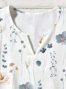Mono informal con cuello en V y estampado floral para mujer talla grande - Multicolor - Ver 5