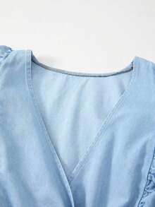 de mezclilla vintage lavada para mujer de talla grande, primavera/verano - Lavado ligero - Ver 7