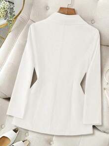 Blazer casual de unicolor para mujer - Blanco - Ver 2