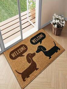 1pc Crystal Velvet Super Cute Brown & Black Long Plush Welcome Mat, Suitable For Porch, Kitchen Or Entryway, Perfect Gift For Pet Lovers, Easy To Clean, Interesting Design - A - View 4