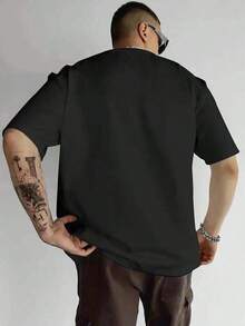 Men's 180g Black T-Shirt With Skull And Top Hat Graphic, Orange "RANCID" Print - 100% Breathable, Ideal For Music Festivals And Casual Wear, Machine Washable, Crew Neck, Short Sleeve - 黑色 - 查看 5