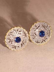 1 paire de boucles d'oreilles à tige ornées de zirconium cubique, conçues pour les femmes, convenant pour les mariages, les fiançailles, les fêtes d'anniversaire, les cadeaux de la Saint-Valentin - 1# - Voir 2