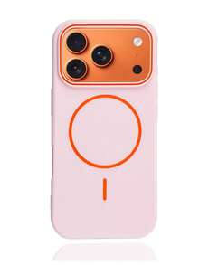 1件極簡霧面親膚無線充電磁吸手機殼，適用於 iPhone 18 Pro Max 17 AIR 16 15 14 13 12 Pro Max Plus，軟矽膠背蓋 - 粉紅色+掛繩 - 查看 2