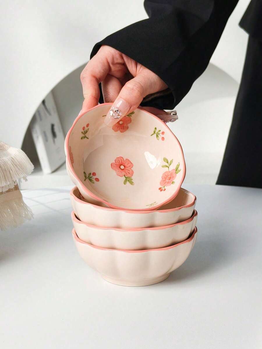 1个/2个/4个装高品质蘸酱碟，4英寸可爱家用火锅调料碟，釉下陶瓷烧烤蘸酱碟，调味碟，适用于辣酱、姜蒜酱、番茄酱、沙拉酱等，适合家庭、餐厅、火锅店、食堂、微波炉和烤箱使用。