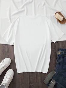 Camiseta ligera y transpirable para mujer, con diseño casual de verano - Cuello redondo, mangas cortas, negra con estampado blanco "11:11" y diseño de estrellas, ligera y transpirable, adecuada para uso casual, camiseta de verano bonita, nueva prenda de moda de verano, regalo para vacaciones, ideal para combinar en conjuntos de primavera y otoño. - Negro - Ver 7
