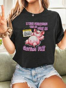 Una camiseta de manga corta para mujer, moderna, a la moda, retro y elegante, de corte holgado, adecuada para actividades al aire libre en primavera y verano.Camiseta de manga corta casual y cómoda para mujer, de estilo europeo y americano, con un divertido diseño de dibujos animados, cómoda y adecuada para salidas diarias y deportes al aire libre.blusas para mujer,blusas casuales para dama,tops,, mujer premium,y2k,playeras de mujer curvy,ofertas y liquidaciones ropa mujer,playeras deportivas para mujer,,playeras de hombre, mujer,blusas>elegante TGTZ - Negro - Ver 8