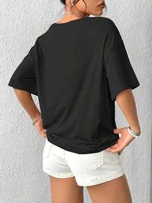 Camiseta de moda de verano para hombre, diseño gráfico vintage de melocotones frescos y jugosos de Georgia, algodón suave, estilo casual, perfecta para el verano, atuendo elegante y cómodo, diseño único con estampado de frutas, ropa para hombre, adecuada como regalo. playera de mujer. blusas>elegantes. boho chic,Top de mujer suave, transpirable y cómodo, ideal para primavera, verano y otoño, perfecto para vacaciones, viajes y uso diario. - Negro - Ver 2