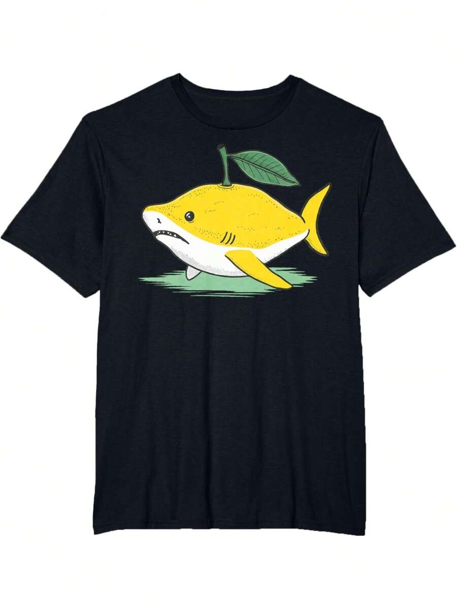 Lemon Shark T-Shirt Women Men Tee Top - Black - View 1