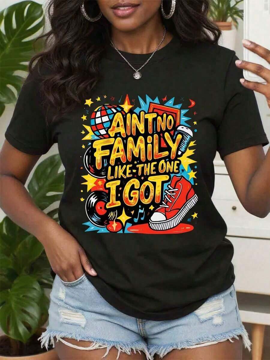 No hay familia como la que tengo - Camiseta estampada, Camiseta divertida para reuniones familiares, Camiseta gráfica con la frase "No hay familia como la que tengo", Camiseta con estampado de letras del alfabeto, Camiseta con patrón de elementos coloridos, Regalos de Acción de Gracias y Año Nuevo, Camiseta de agradecimiento para padres. - Negro - Ver 1