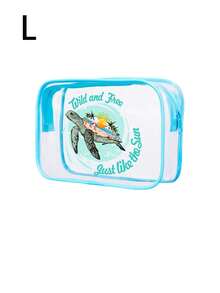 Clear Pvc Travel Toiletry Bag With Blue Trim, "Wild And Free Just Like The Sun" Sea Turtle Print Cosmetic Pouch, Makeup Organizer For Beach & Vacation, Waterproof Zipper Pouch For Toiletries, Sunscreen, And Travel Essentials, Lightweight, Durable, And Quick-Drying, Perfect For Beach Trips, Pool Days, Air Travel - Multicolor - View 14