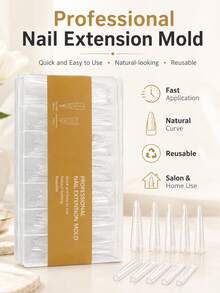 Molde de puntas de uñas tipo sándwich, puntas de extensión de uñas trapezoidales semi-mate sin costuras sin limar en capas - Ver 6