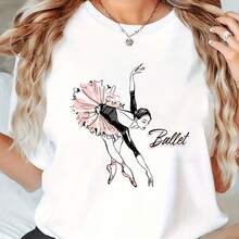 Women's T-Shirt With Minimalist Bear Design And Text - White - View 1