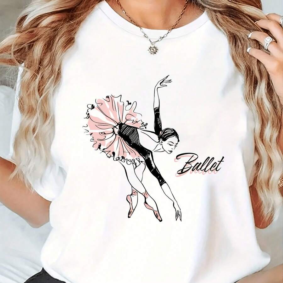 Women's T-Shirt With Minimalist Bear Design And Text - White - View 1