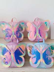 Ba lô đính sequin hình bướm mộng mơ, túi du lịch mini dễ thương hiệu Ombre Holographic dành cho bé gái. - Nhiều màu - Xem 2
