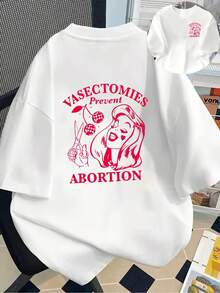New Men's T-Shirt, 180g Weight, % Cotton, With Themed Designs On Contraception And Birth Control, A Modern, Versatile And Unique Men's T-Shirt, A Popular New Style Of Men's Clothing, A Must-Have T-Shirt With Front And Back Panels - Suitable For Layering In Spring And Autumn, And Alone In Summer, Unisex. - 白色 - 查看 1