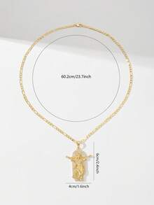 Mặt dây chuyền hình tượng Chúa Cứu Thế kiểu Công giáo cổ điển, unisex, tượng Chúa Giê-su 3D phục chế + đá Zirconia sáng bóng, dây chuyền cổ điển 60cm, phù hợp với mọi dáng người, truyền tải ý nghĩa cốt lõi của đức tin về sự cứu chuộc, bảo vệ và bình an. Thích hợp làm quà lưu niệm cho lễ Rước lễ lần đầu và lễ Rửa tội. Thanh lịch cho việc đi lại hàng ngày và thờ phượng tại nhà thờ, cân bằng giữa đức tin và phong cách cổ điển. - Vàng - Xem 4