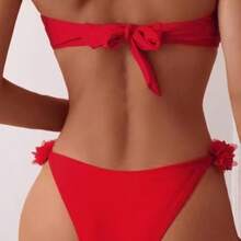 Women's Sexy Red Bikini Swimsuit 2026, Strapless Bandeau Design - Two Piece Beach Set - 拼色 - 查看 5