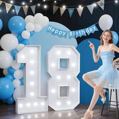 4FT Marquee Numbers 18, Large Light Up Numbers 18th Birthday Decorations, Big Marquee Light Up Numbers Sign 18 Birthday Anniversary Party Decorations