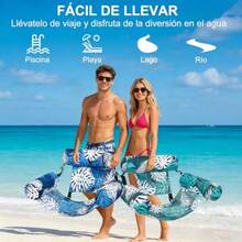 2 Juegos de Hamaca Inflable para Piscina, Silla Flotante con Válvulas Anti-Fuga y Bomba de Aire, Flotadores de Piscina Multiinflables, Flotador de Agua Multiusos para Alberca - Azul y verde - Ver 7