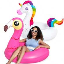JOYIN 2 Piezas Flamenco Piscina Unicornio Flotador-diversión Playa Flotador, Inflable Piscina Tubo Fiesta Juguetes, Verano Piscina Playa Flotador - rosa prpura Pink Purple - Ver 9