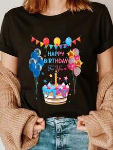 Camiseta de Algodón de Manga Corta para Mujer, Diseño Simple y Versátil - Negro - Ver 7