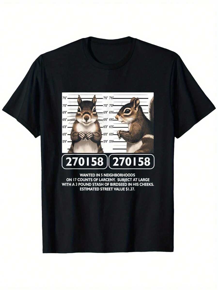 Wanted Poster: Epic Funny Squirrel - Zone Five Wanted T-Shirt - Black - View 1