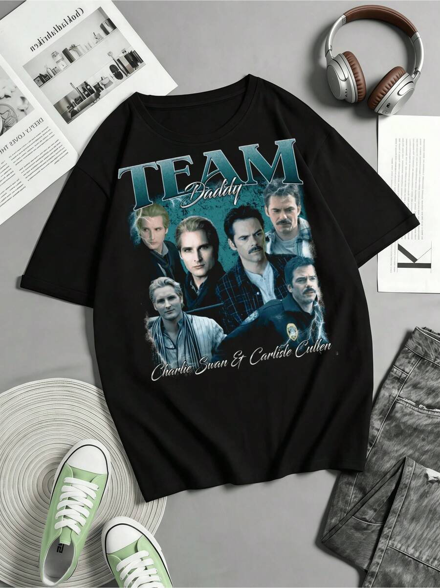 Vintage Charlie Swan And Carlisle Cullen T-Shirt, Unisex T-Shirt From The Twilight Sagas - 黑色 - 查看 1