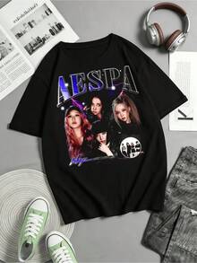 Aespa Whiplash Album Graphic T-Shirt, Aespa Armageddon Album T-Shirt, Aespa World Tour T-Shirt, Ningning, Karina, Giselle, Winter Hoodie - Black - View 6